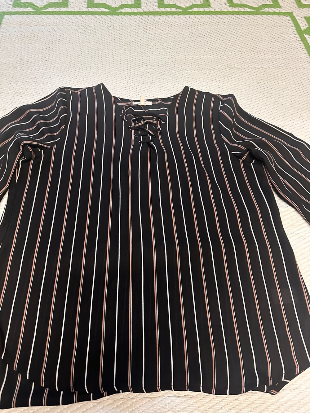 Maurices Black Skirt with White and Brown Stripes